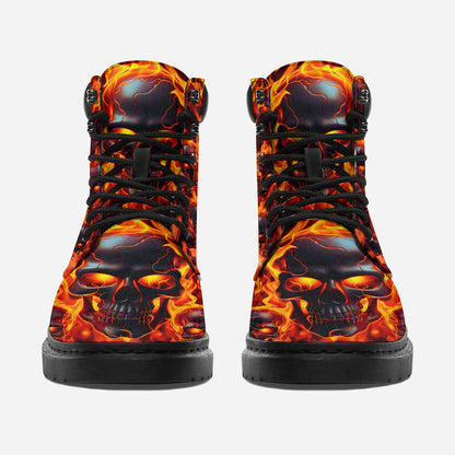 Melted Skull On Fire - Personalized Skull All Season Boots