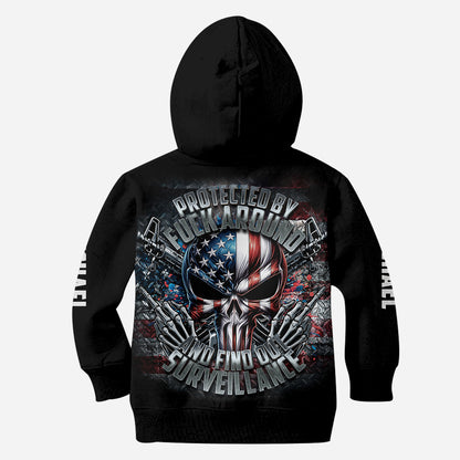 Protected by Fck Around and Find out Surveillance - Personalized Skull All Over Shirt