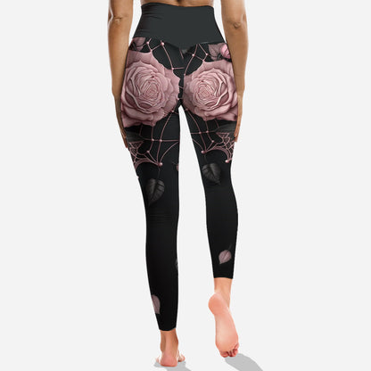 Roses And Skull - Personalized Skull Hoodie and Leggings