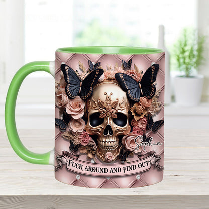 Beautiful Pink Skull - Personalized Skull Accent Mug