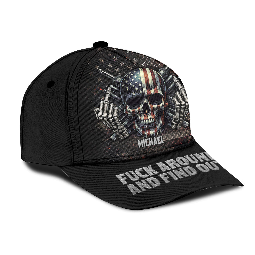 American Flag Skeleton - Personalized Skull Classic Cap