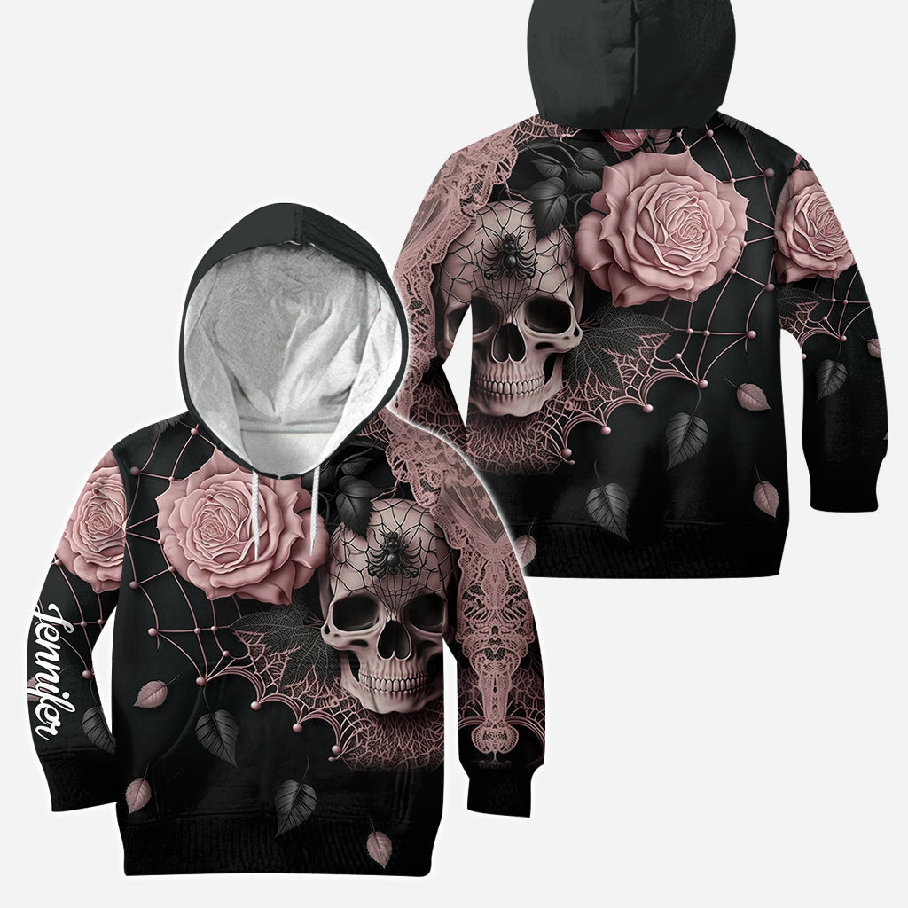 Roses And Skull - Personalized Skull Hoodie and Leggings