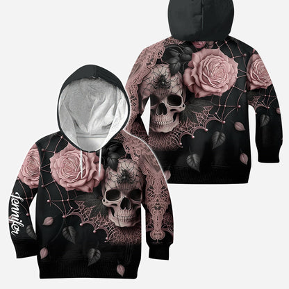 Roses And Skull - Personalized Skull Hoodie and Leggings