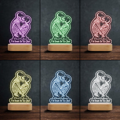 Till Death Do Us Part Custom Couple Skeleton - Personalized Skull Shaped Plaque Light Base