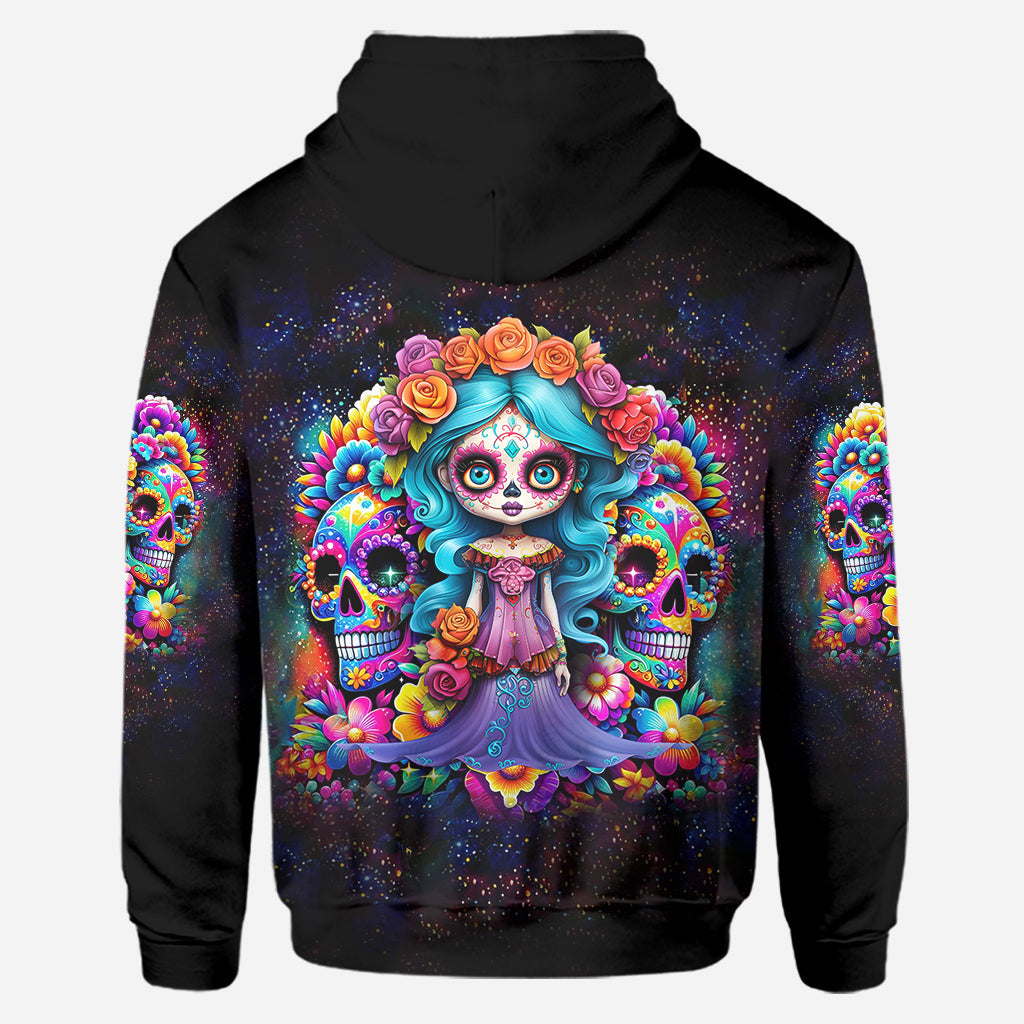 Cute Dolls La Catrina - Personalized Skull Hoodie and Leggings