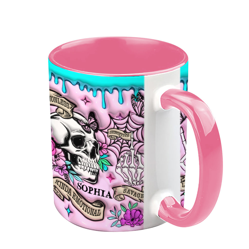 Kinda Emotional - Personalized Skull Accent Mug