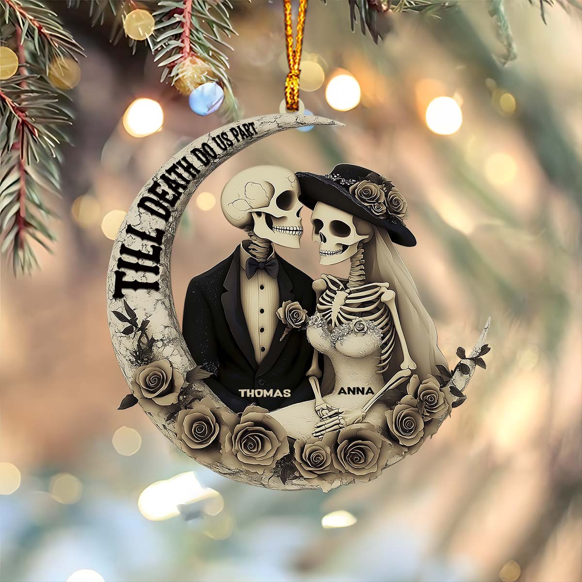 Till Death Do Us Part - Personalized Skull Ornament