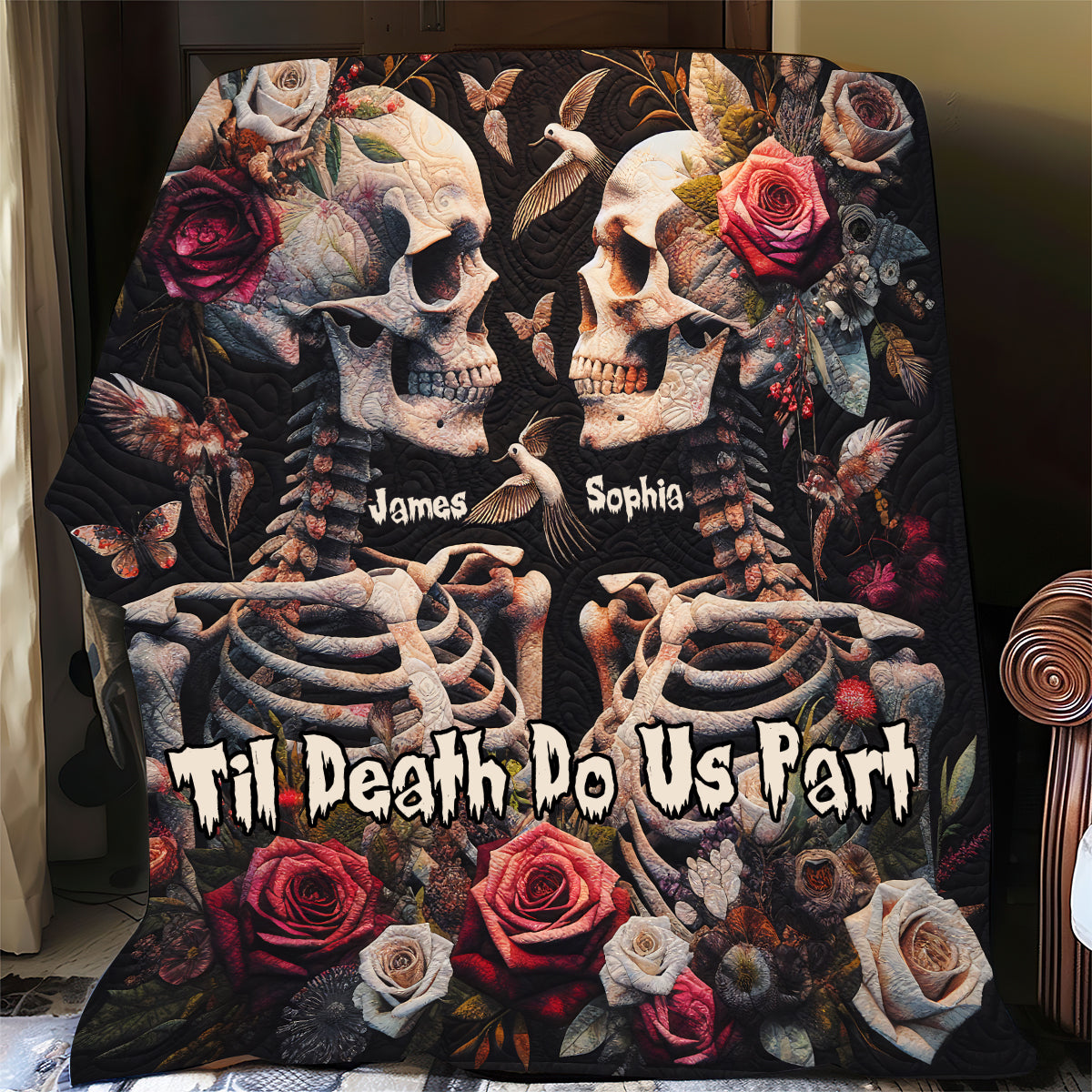 Til Death Do Us Part - Personalized Skull Blanket