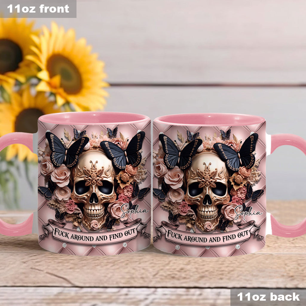 Beautiful Pink Skull - Personalized Skull Accent Mug