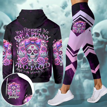 You Remind Me Of A Penny Two-Faced - Personalized Skull Hoodie and Leggings