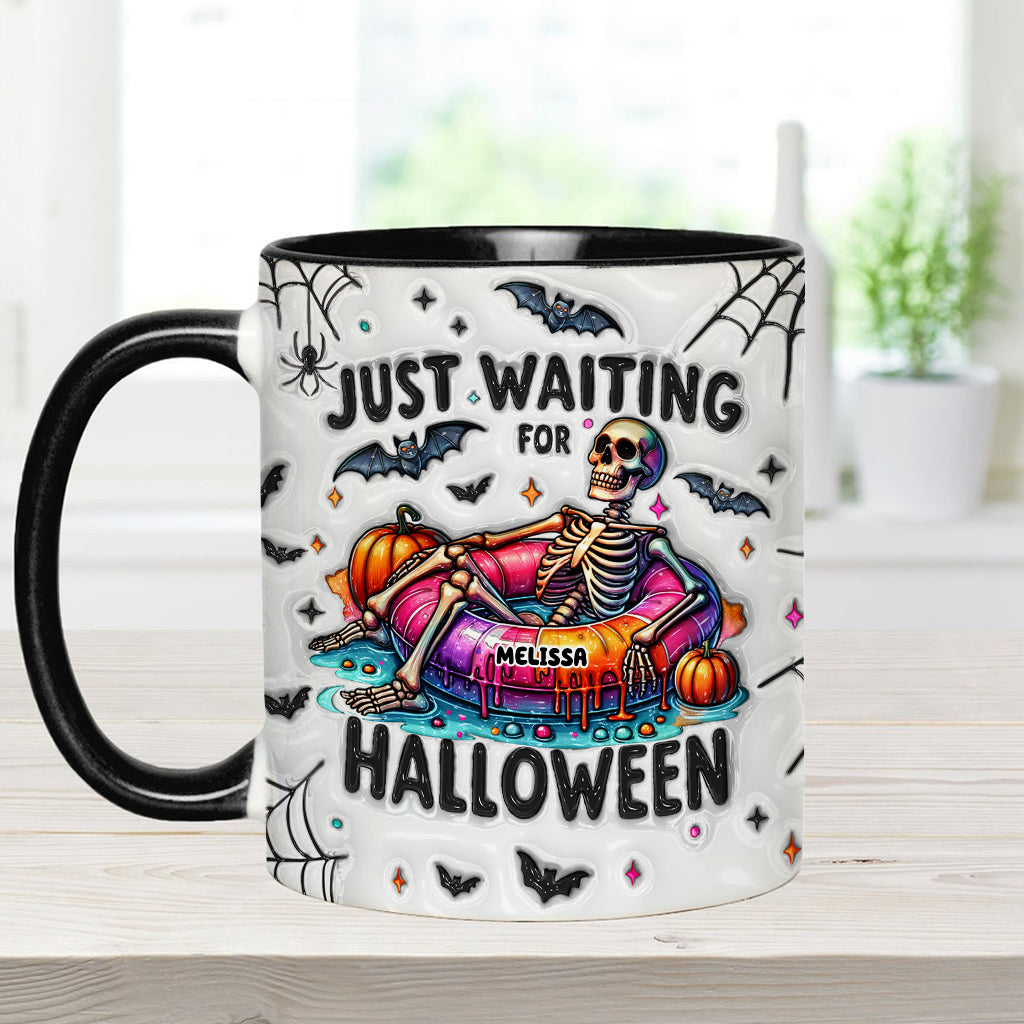 Just Waiting for Halloween - Personalized Skull Accent Mug