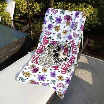 Fuck Around And Find Out - Personalized Skull Beach Towel