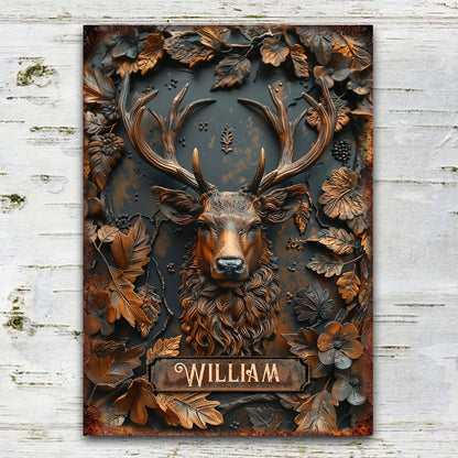 Stunning Deer - Personalized Hunting Rectangle Metal Sign