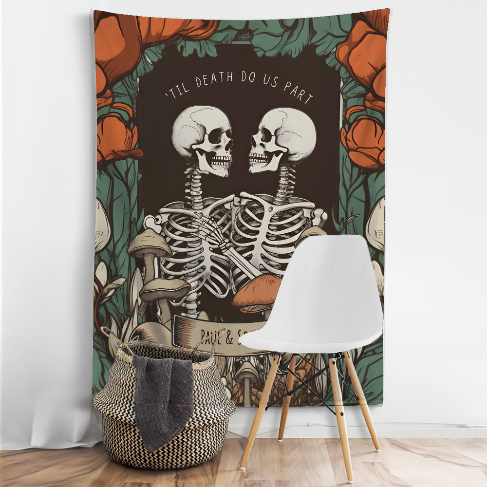 Till Death Do Us Part - Personalized Skull Wall Tapestry