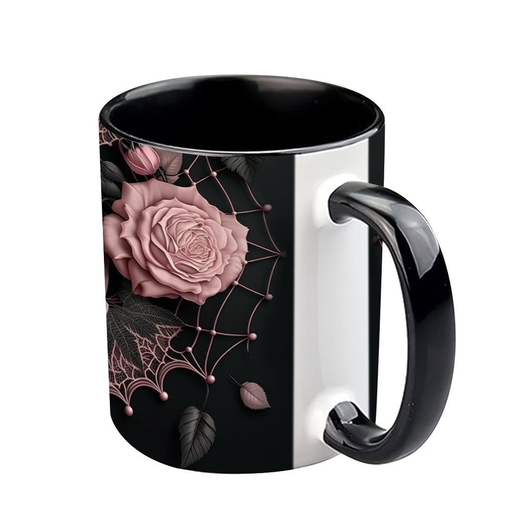 Roses And Skull - Personalized Skull Accent Mug