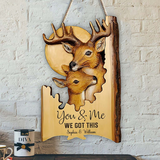 Buck And Doe - Personalized Hunting Custom Shaped Wood Sign
