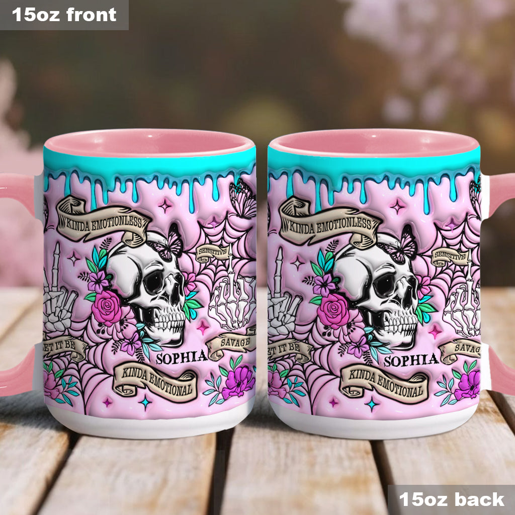 Kinda Emotional - Personalized Skull Accent Mug