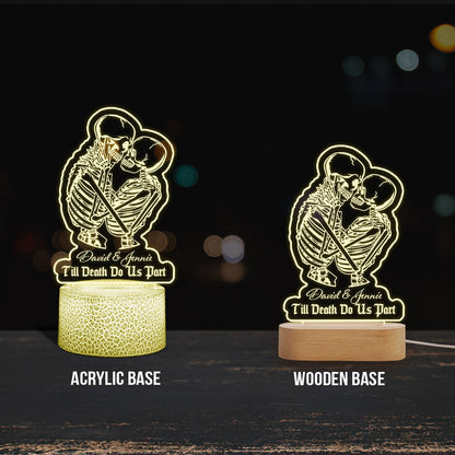 Till Death Do Us Part Custom Couple Skeleton - Personalized Skull Shaped Plaque Light Base