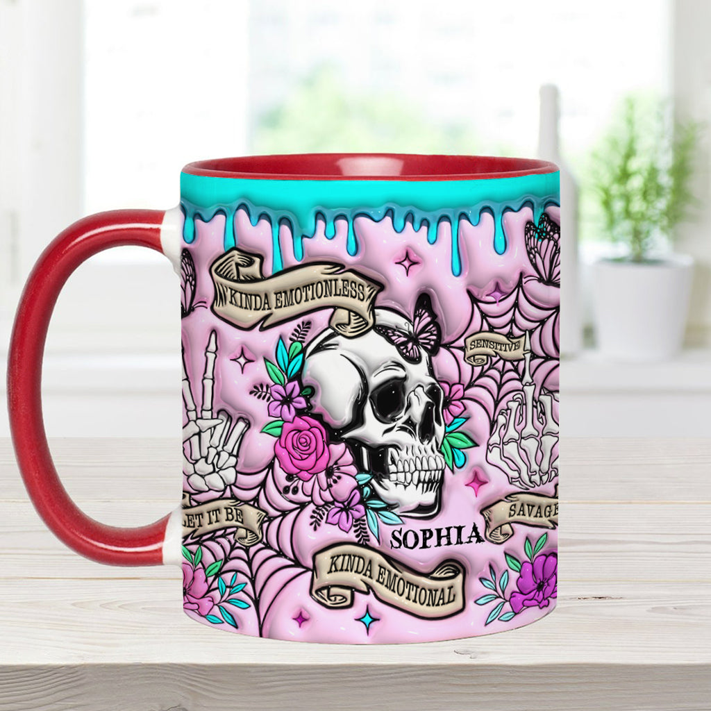 Kinda Emotional - Personalized Skull Accent Mug