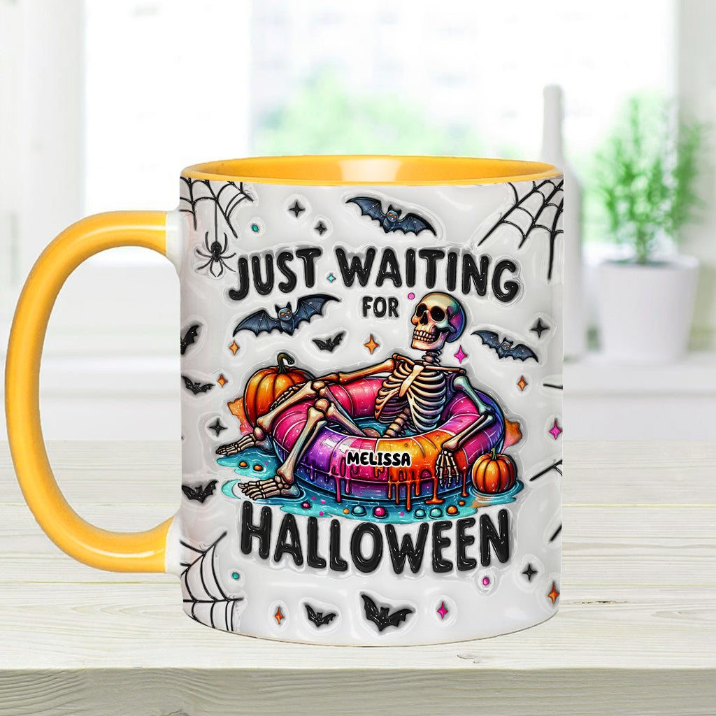 Just Waiting for Halloween - Personalized Skull Accent Mug