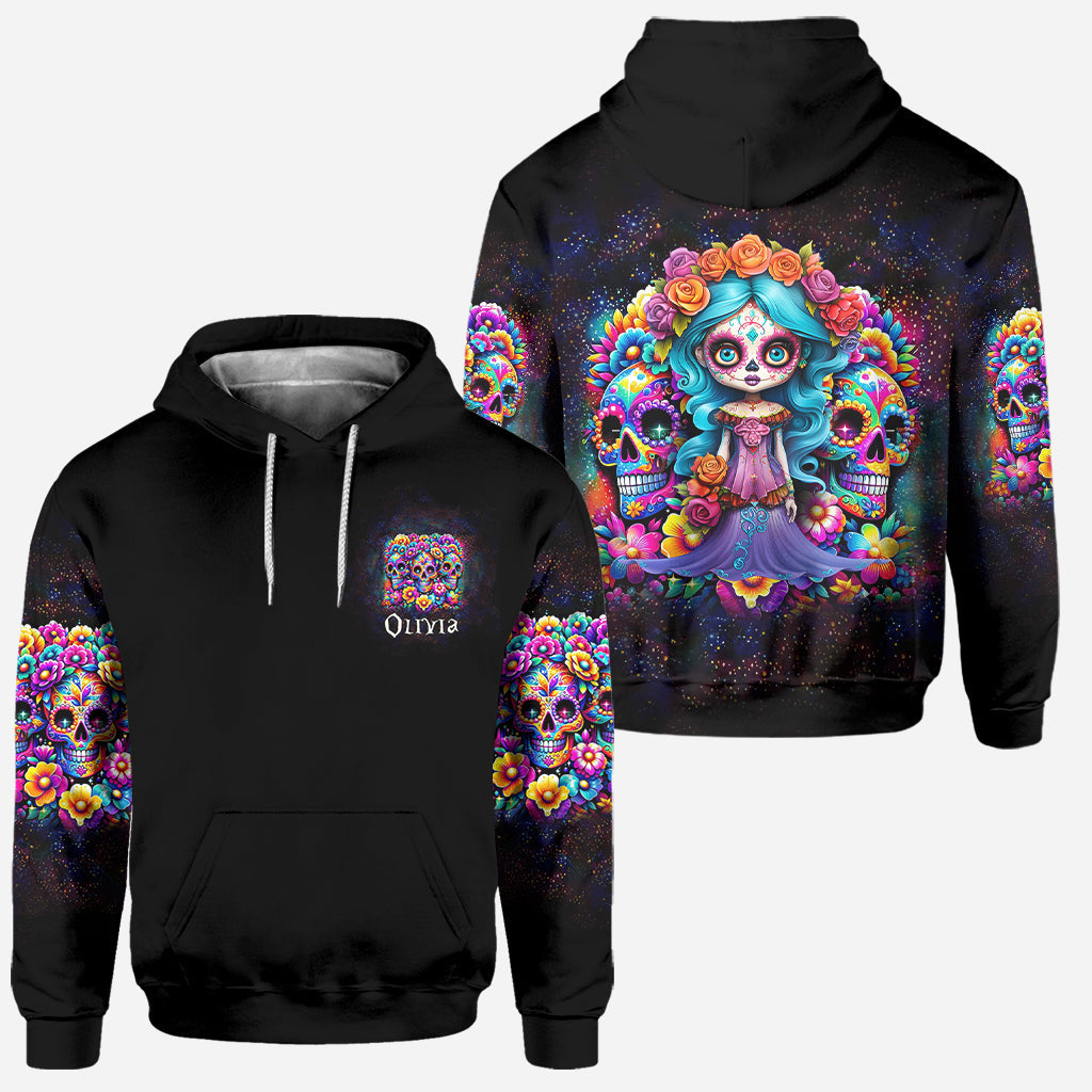 Cute Dolls La Catrina - Personalized Skull Hoodie and Leggings