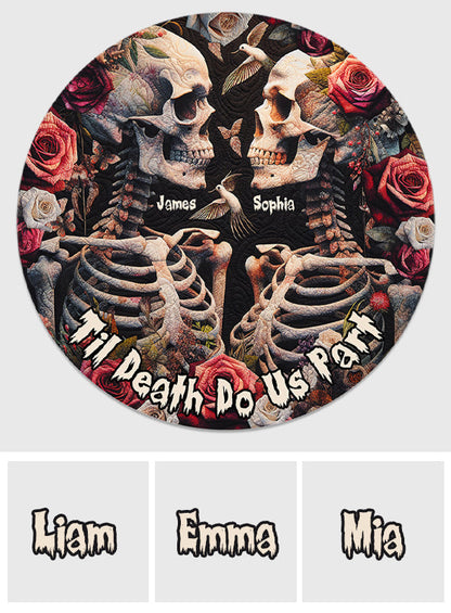 Til Death Do Us Part - Personalized Skull Round Wood Sign