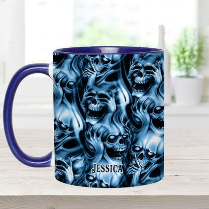 Hear No Evil Speak No Evil See No Evil - Personalized Skull Accent Mug