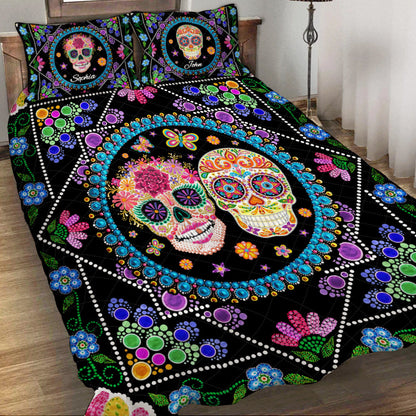 Skull Couple - Personalized Skull Quilt Set