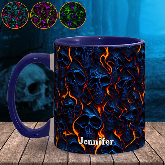 Flame Fire Skull - Personalized Skull Accent Mug