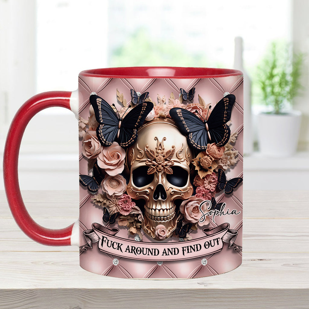 Beautiful Pink Skull - Personalized Skull Accent Mug