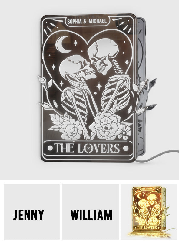 The Lovers - Personalized Skull Mirror Light