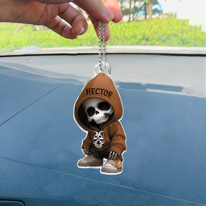 Stylish Skeleton - Personalized Skull Custom Shaped Car Ornament