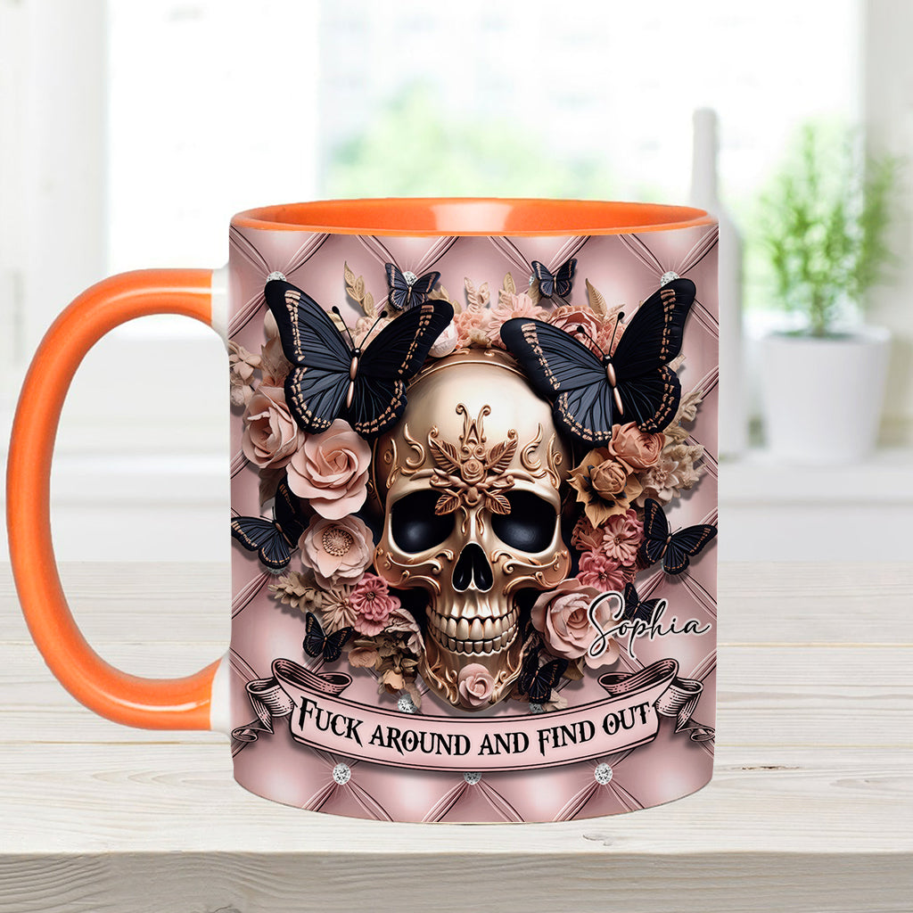 Beautiful Pink Skull - Personalized Skull Accent Mug