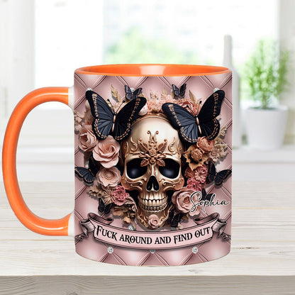 Beautiful Pink Skull - Personalized Skull Accent Mug