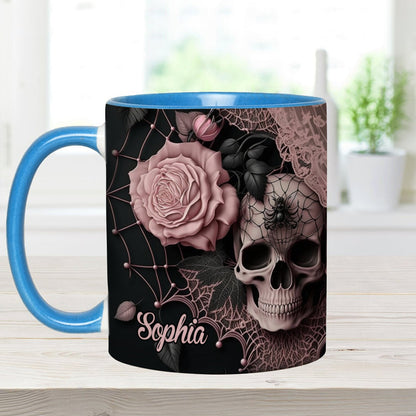 Roses And Skull - Personalized Skull Accent Mug