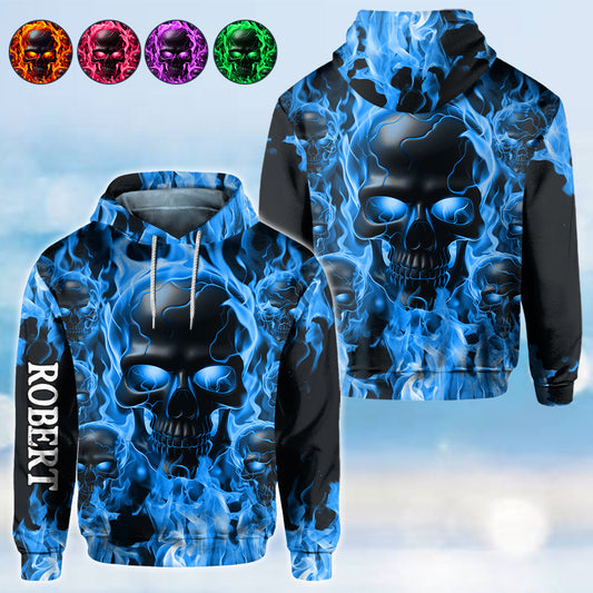 Melted Skull On Fire - Personalized Skull All Over Shirt