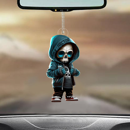 Stylish Skeleton - Personalized Skull Custom Shaped Car Ornament