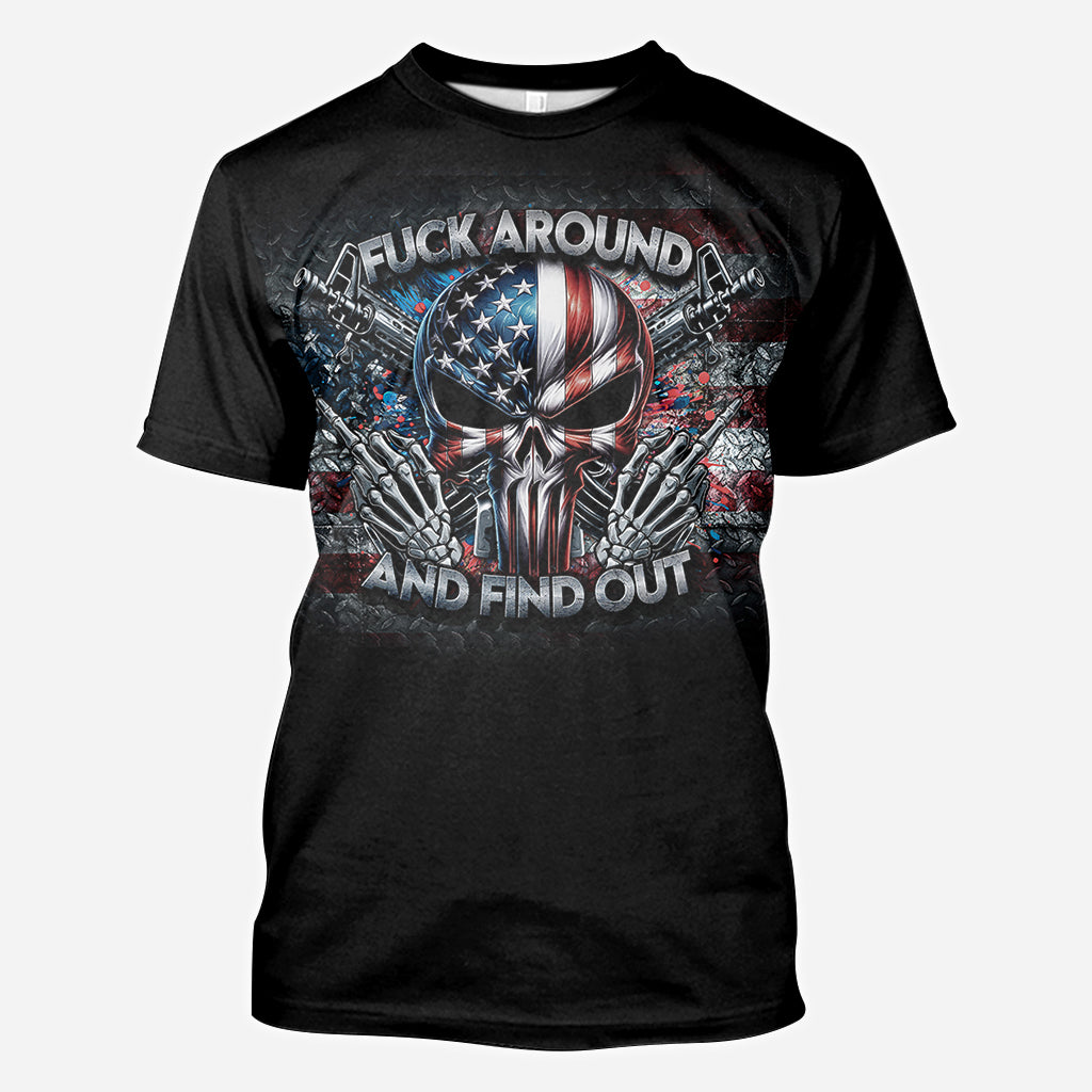 Protected by Fck Around and Find out Surveillance - Personalized Skull All Over Shirt