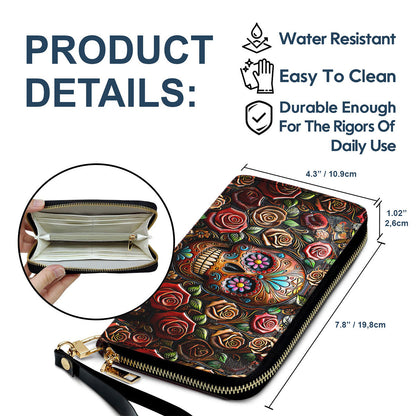 Roses And Skull - Skull Leather Long Wallet