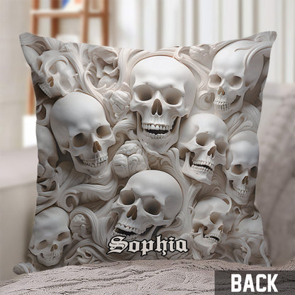 White Bones - Personalized Skull Throw Pillow