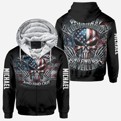 Protected by Fck Around and Find out Surveillance - Personalized Skull All Over Shirt