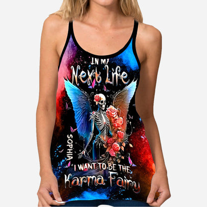 In My Next Life I Want To Be The Karma Fairy - Personalized Skull Cross Tank Top