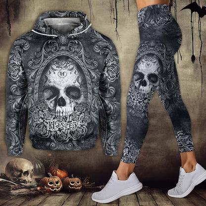 Floral Skull - Personalized Skull Hoodie and Leggings