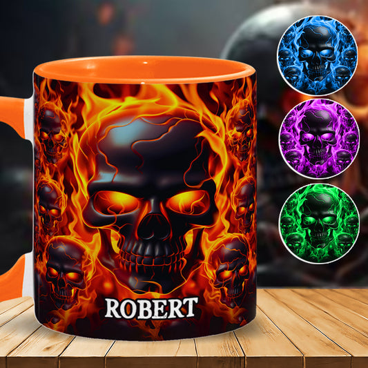 Melted Skull On Fire - Personalized Skull Accent Mug