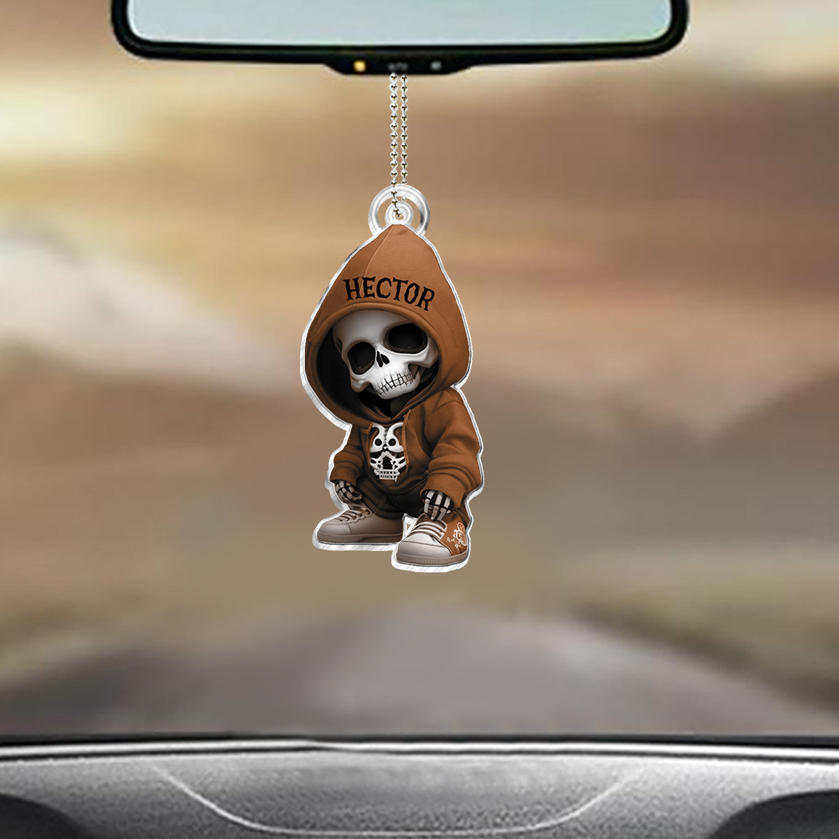 Stylish Skeleton - Personalized Skull Custom Shaped Car Ornament