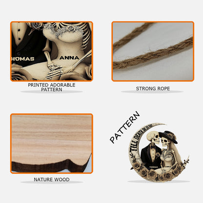 Till Death Do Us Part - Personalized Skull Custom Shaped Wood Sign