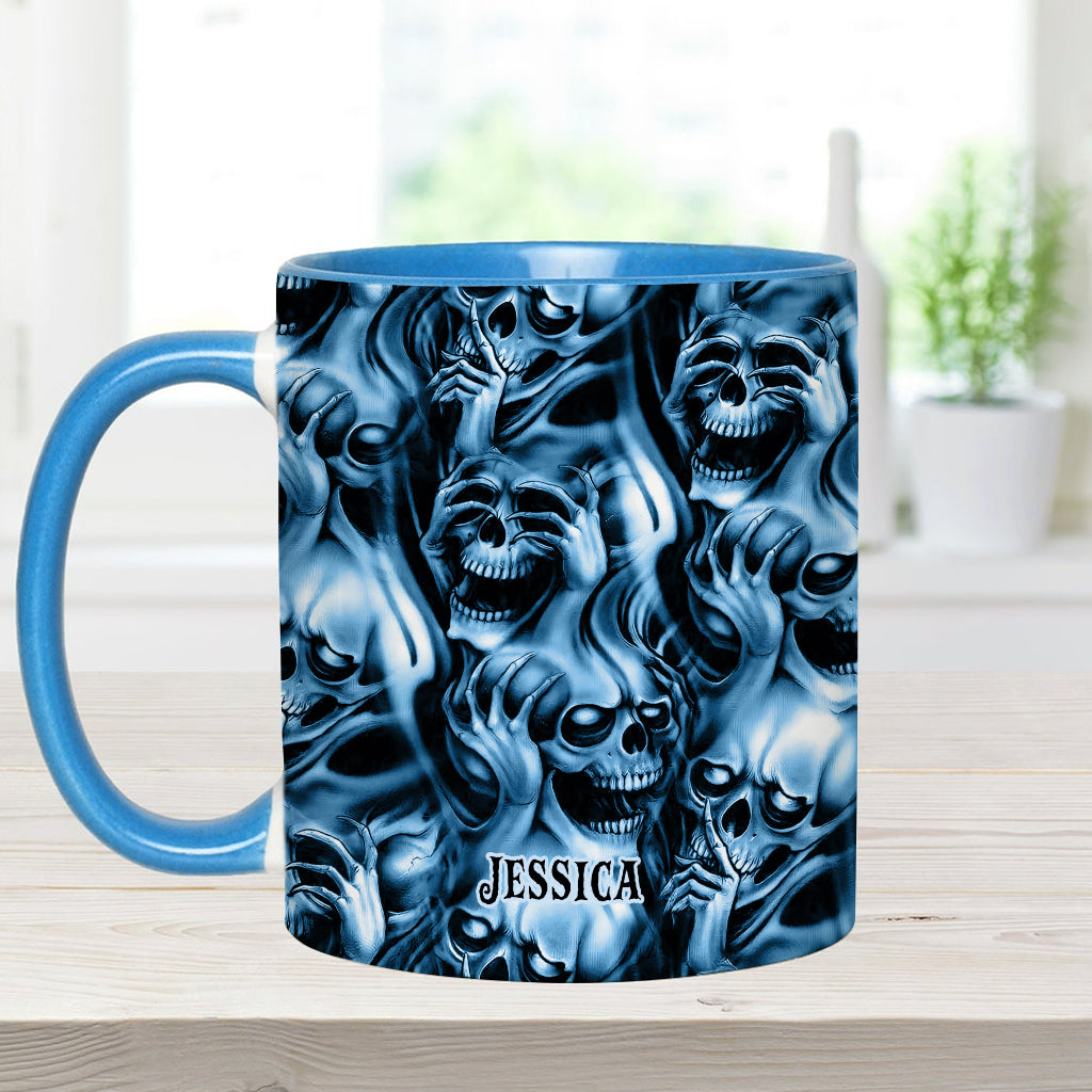 Hear No Evil Speak No Evil See No Evil - Personalized Skull Accent Mug