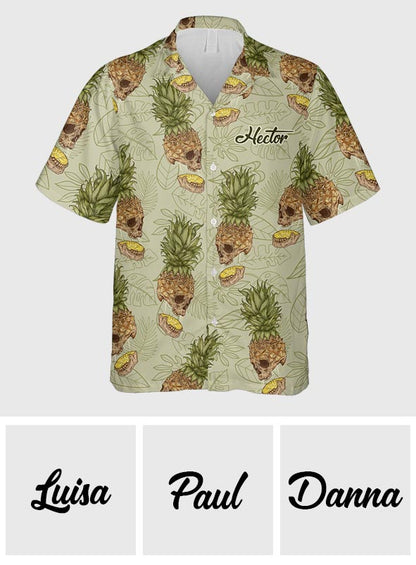 Funny Pineapple Skull - Personalized Skull Hawaiian Shirt