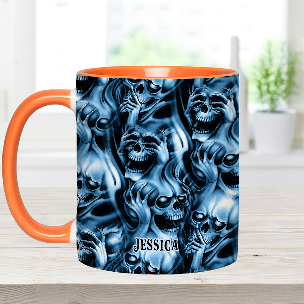 Hear No Evil Speak No Evil See No Evil - Personalized Skull Accent Mug