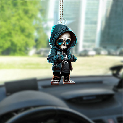 Stylish Skeleton - Personalized Skull Custom Shaped Car Ornament